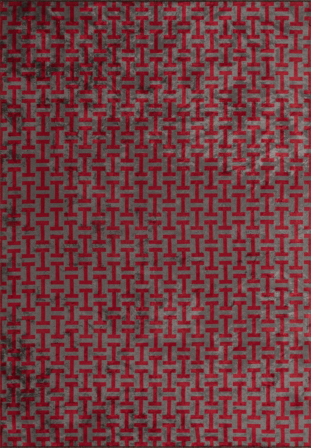 TIFFANY ANTHRACITE - RED RUG