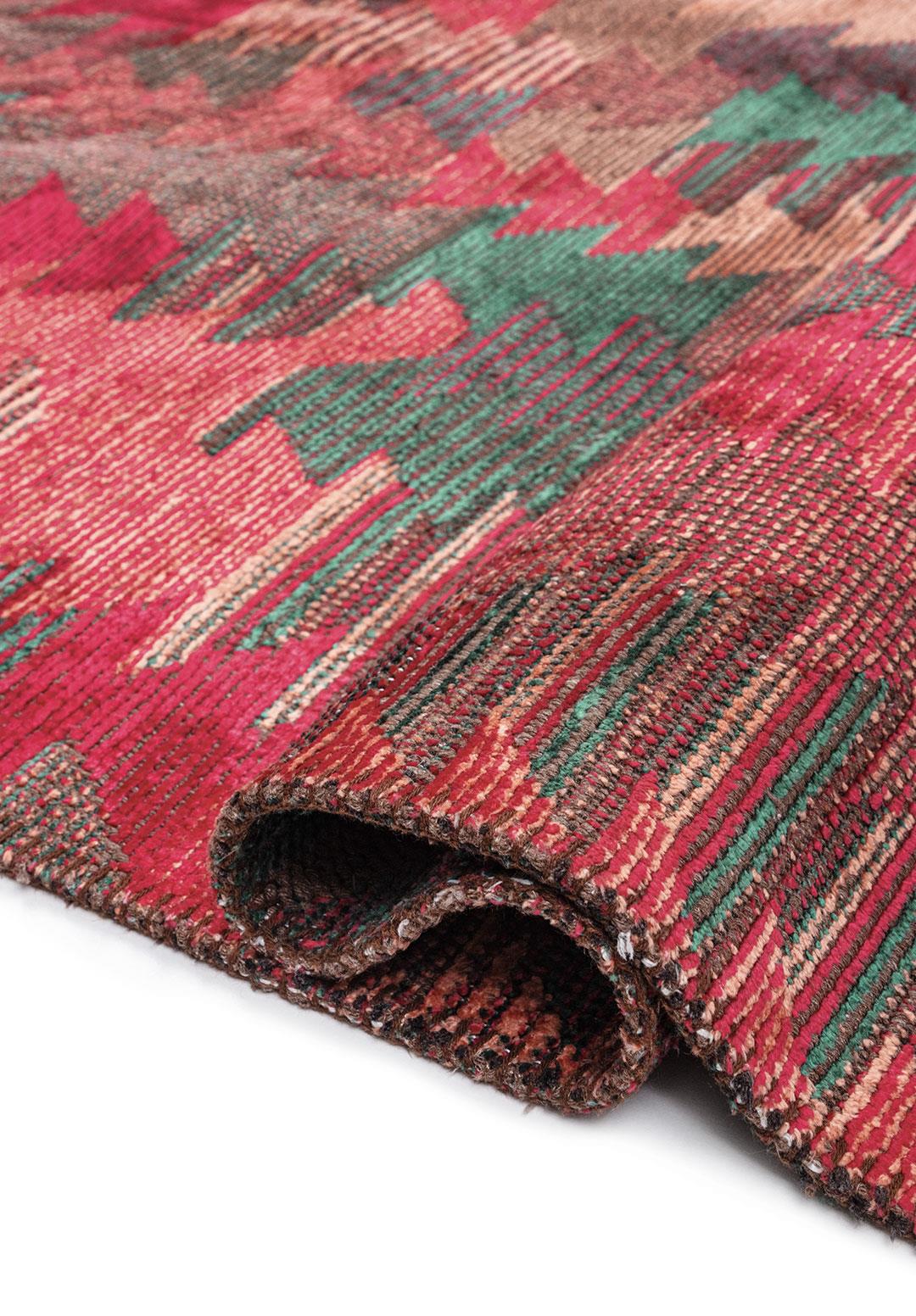 CLAN AÇIK MERCAN - FUŞYA - KOYU YEŞİL HALI