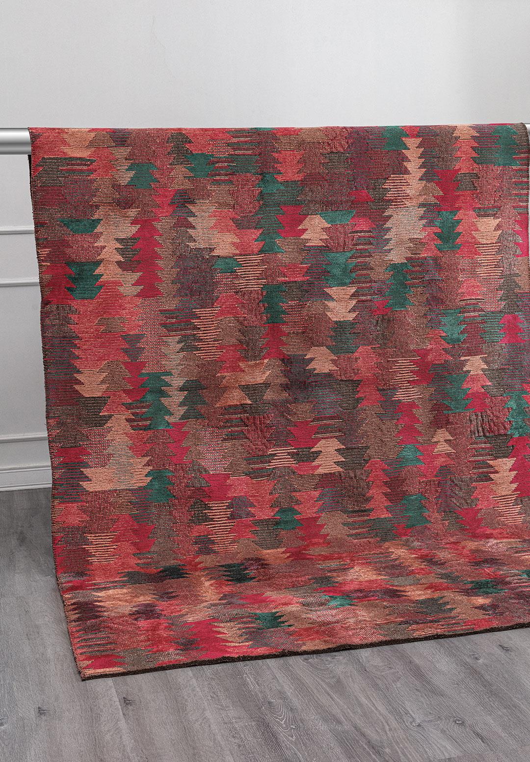 CLAN AÇIK MERCAN - FUŞYA - KOYU YEŞİL HALI