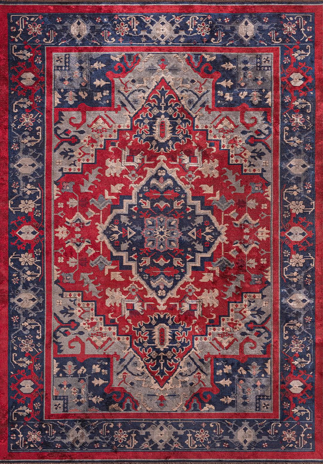 CITADEL BLUE - DARK NAVY - RED - BEIGE RUG