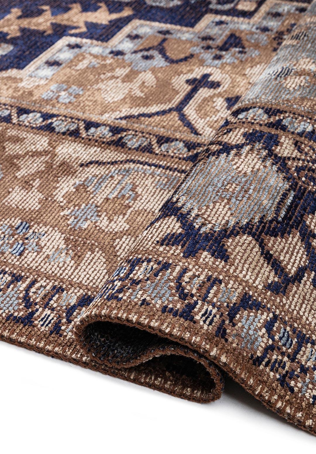 CITADEL MINK - BEIGE - DARK NAVY - BLUE RUG
