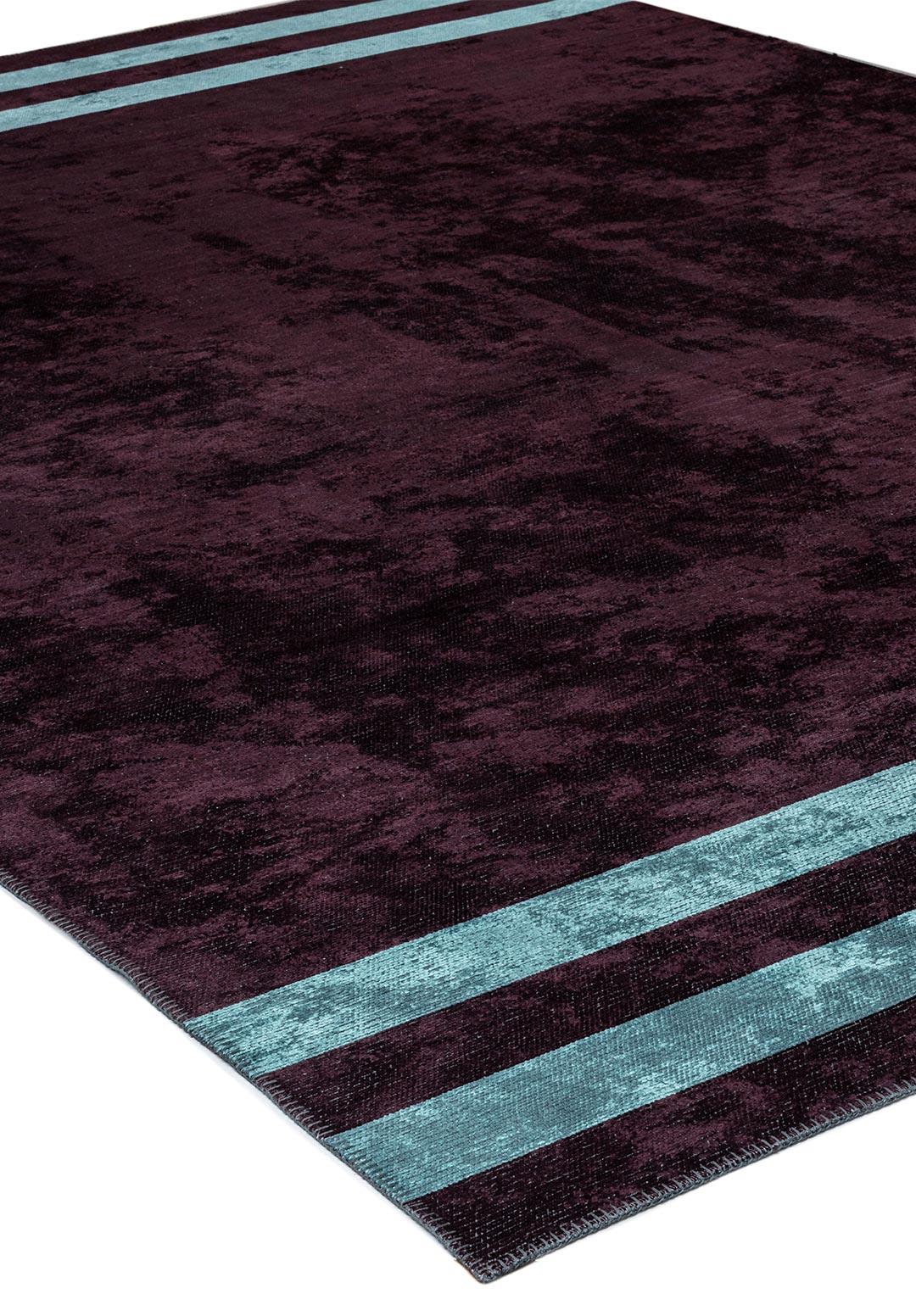 BAND DARK BURGUNDY - TURQUOISE RUG