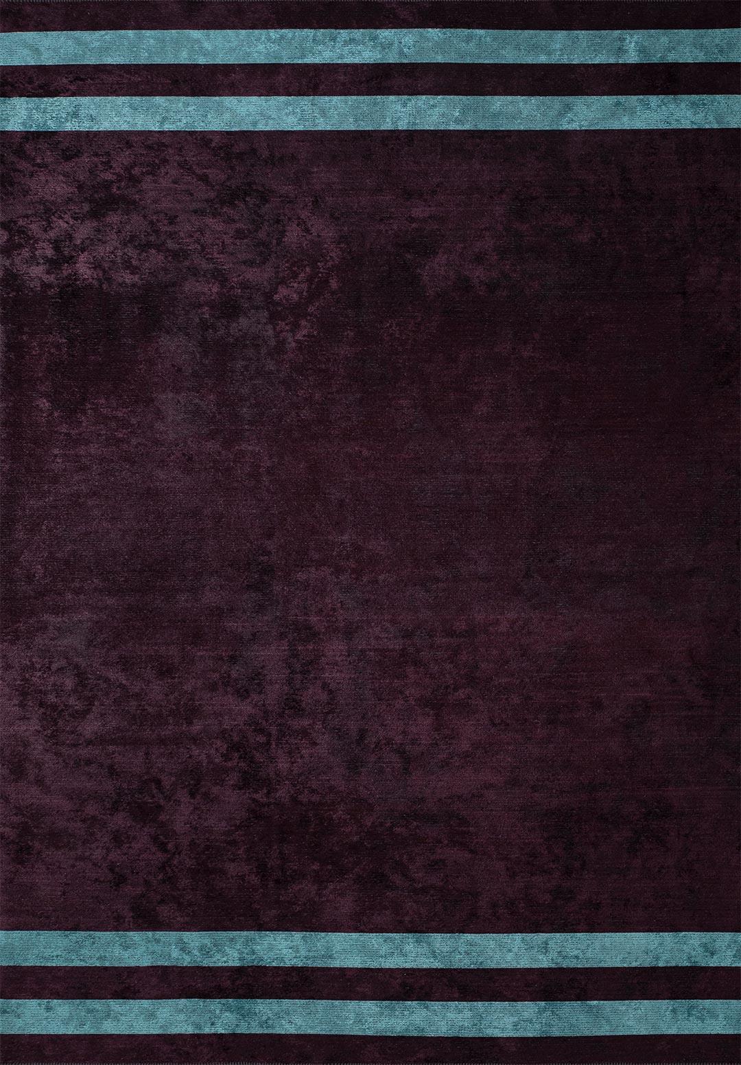 BAND DARK BURGUNDY - TURQUOISE RUG