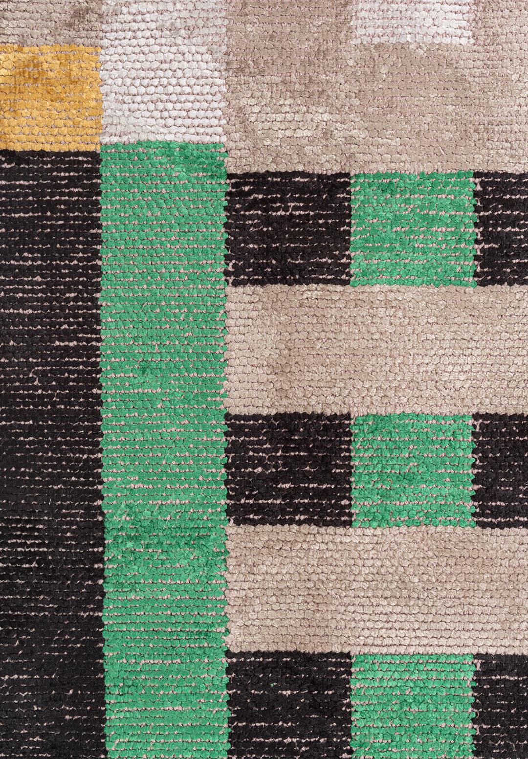 DECO BLACK - NOUGAT - GRASS GREEN - GOLD - BONE RUG