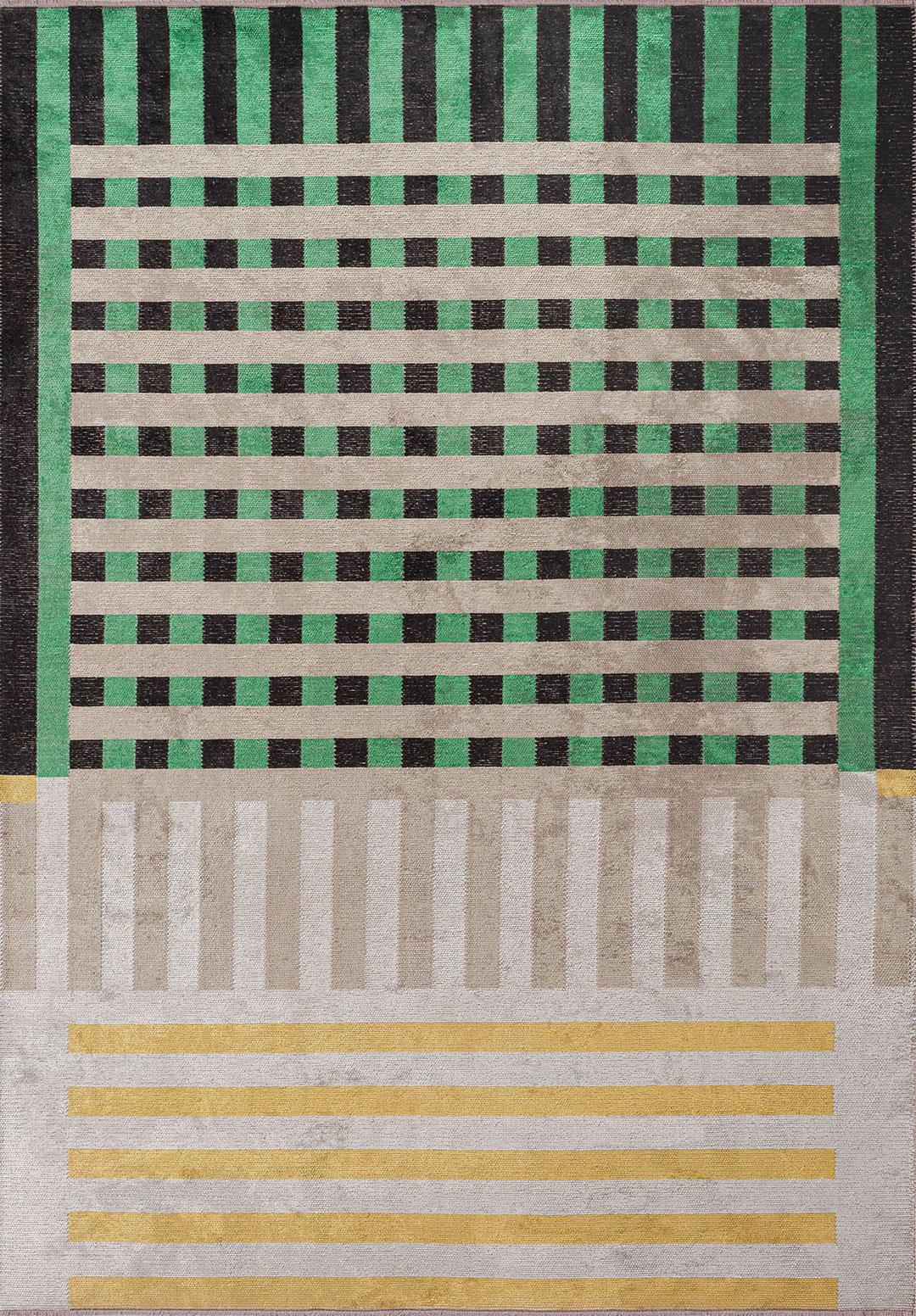 DECO BLACK - NOUGAT - GRASS GREEN - GOLD - BONE RUG