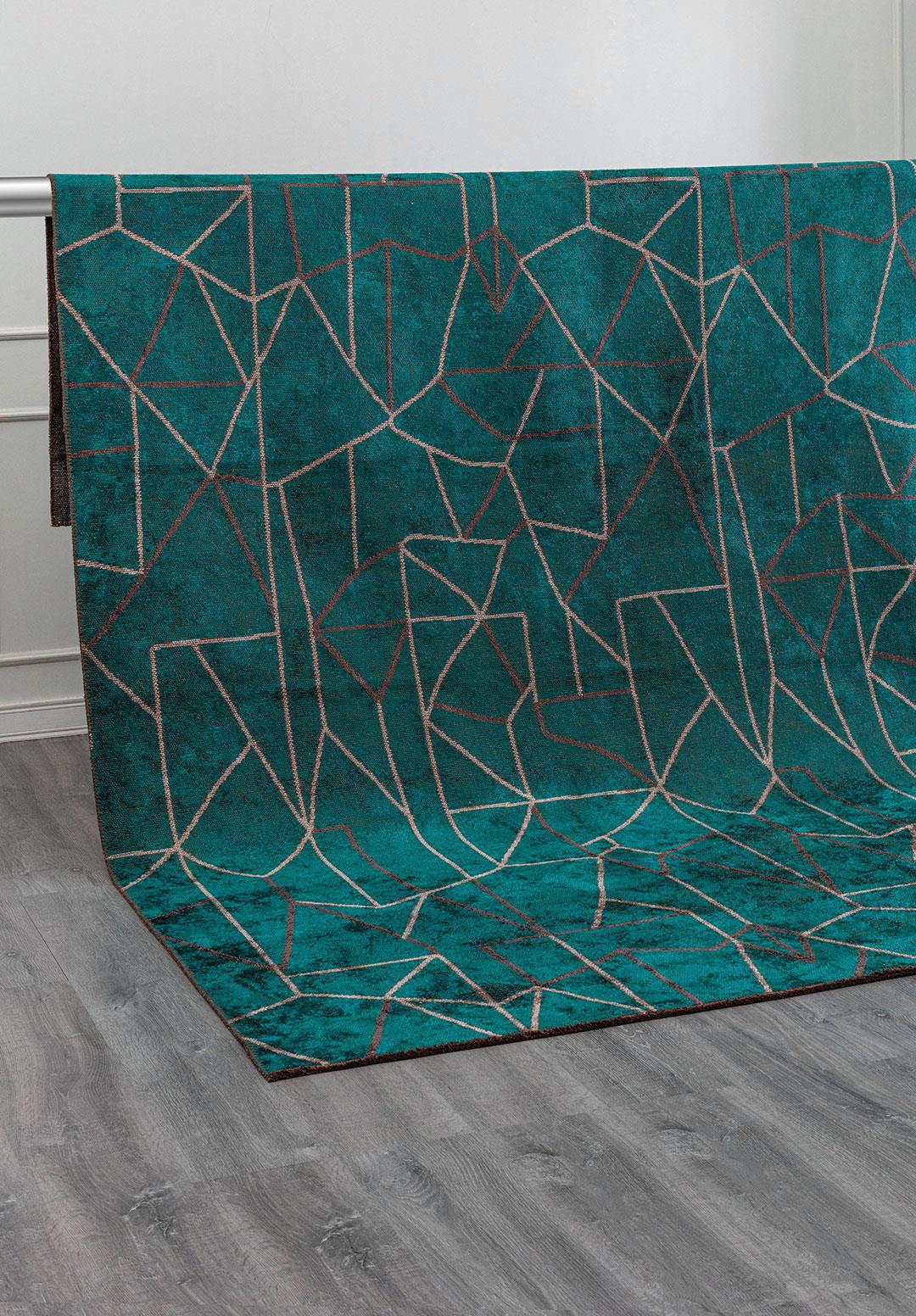 DELTA GREY - CHARCOAL - DARK TURQUOISE RUG