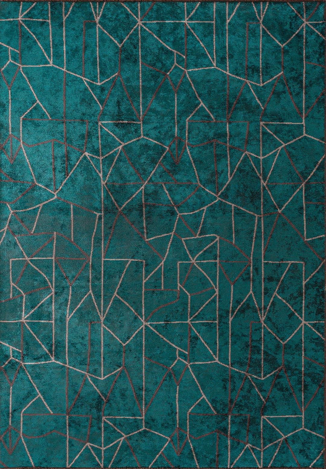 DELTA GREY - CHARCOAL - DARK TURQUOISE RUG
