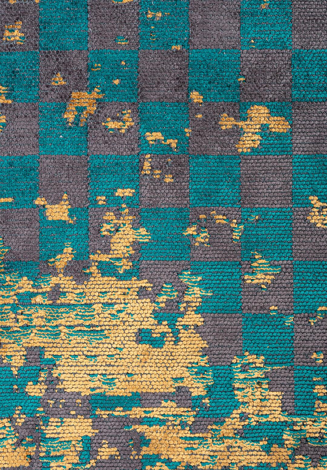 MIRAGE DARK TURQUOISE - MUSTARD - CHARCOAL RUG