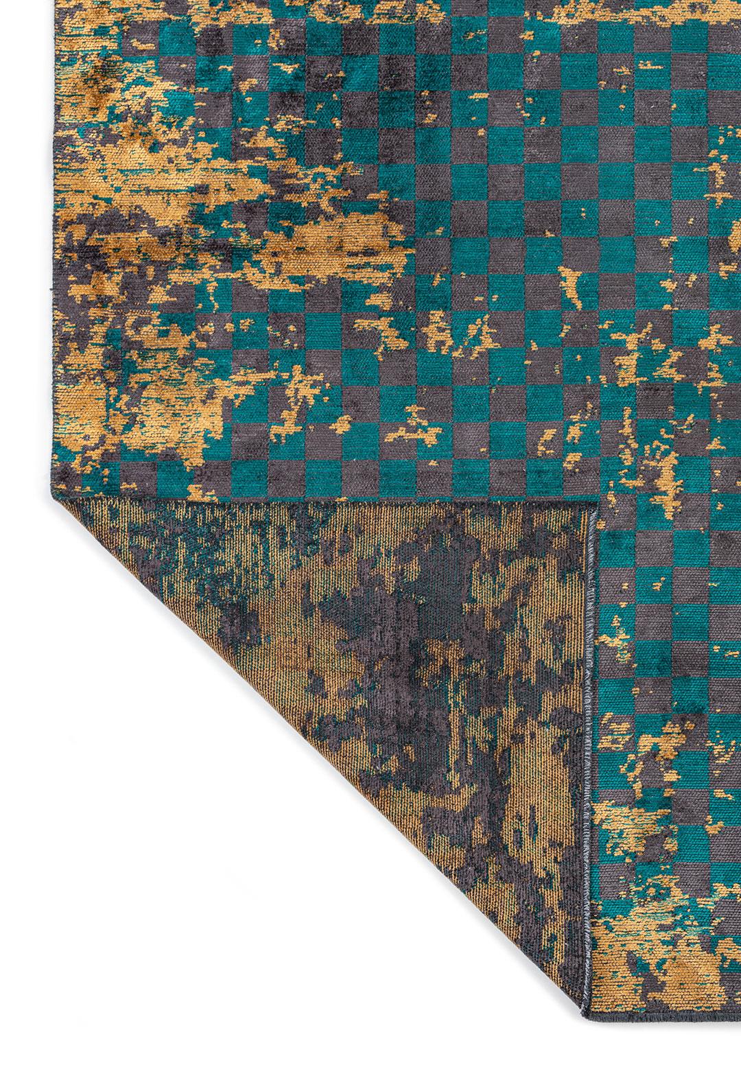 MIRAGE DARK TURQUOISE - MUSTARD - CHARCOAL RUG