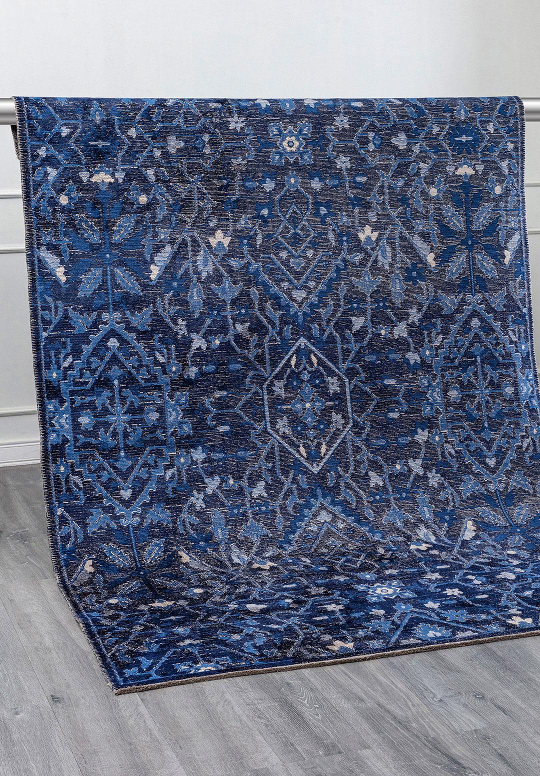 FLEUR STONE - NAVY BLUE - DARK NAVY RUG