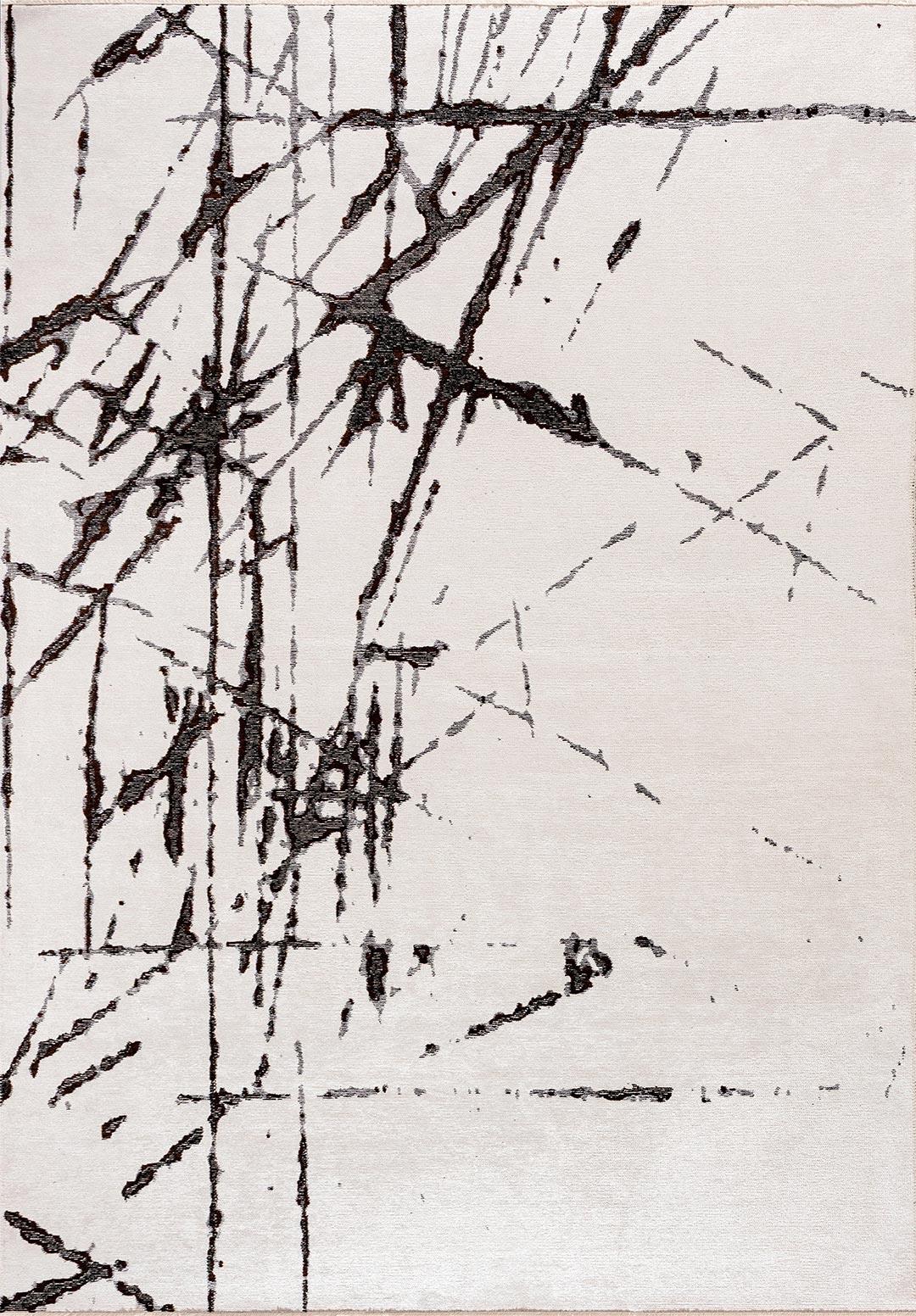 CRACK BLACK - DARK BROWN - WHITE RUG