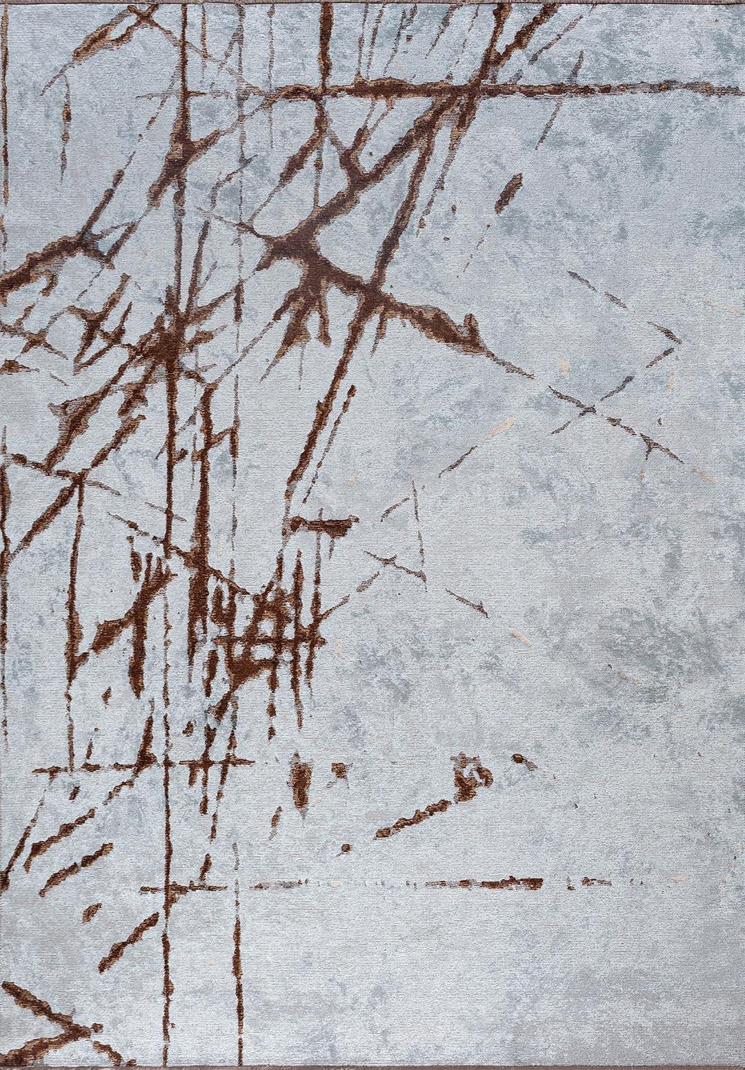 CRACK DARK BROWN - DARK BEIGE - ICE BLUE RUG