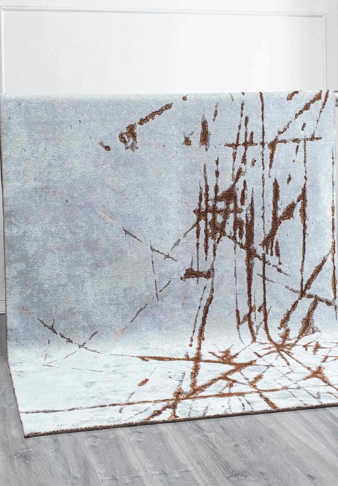 CRACK DARK BROWN - DARK BEIGE - ICE BLUE RUG