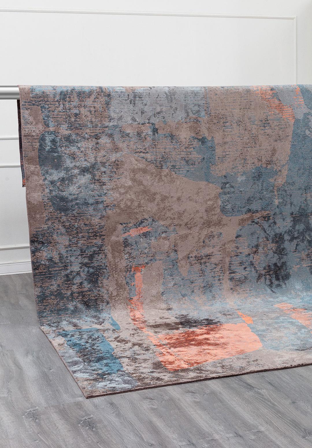 BLISS DARK GREY - PETROL - BLUE - CORAL RUG