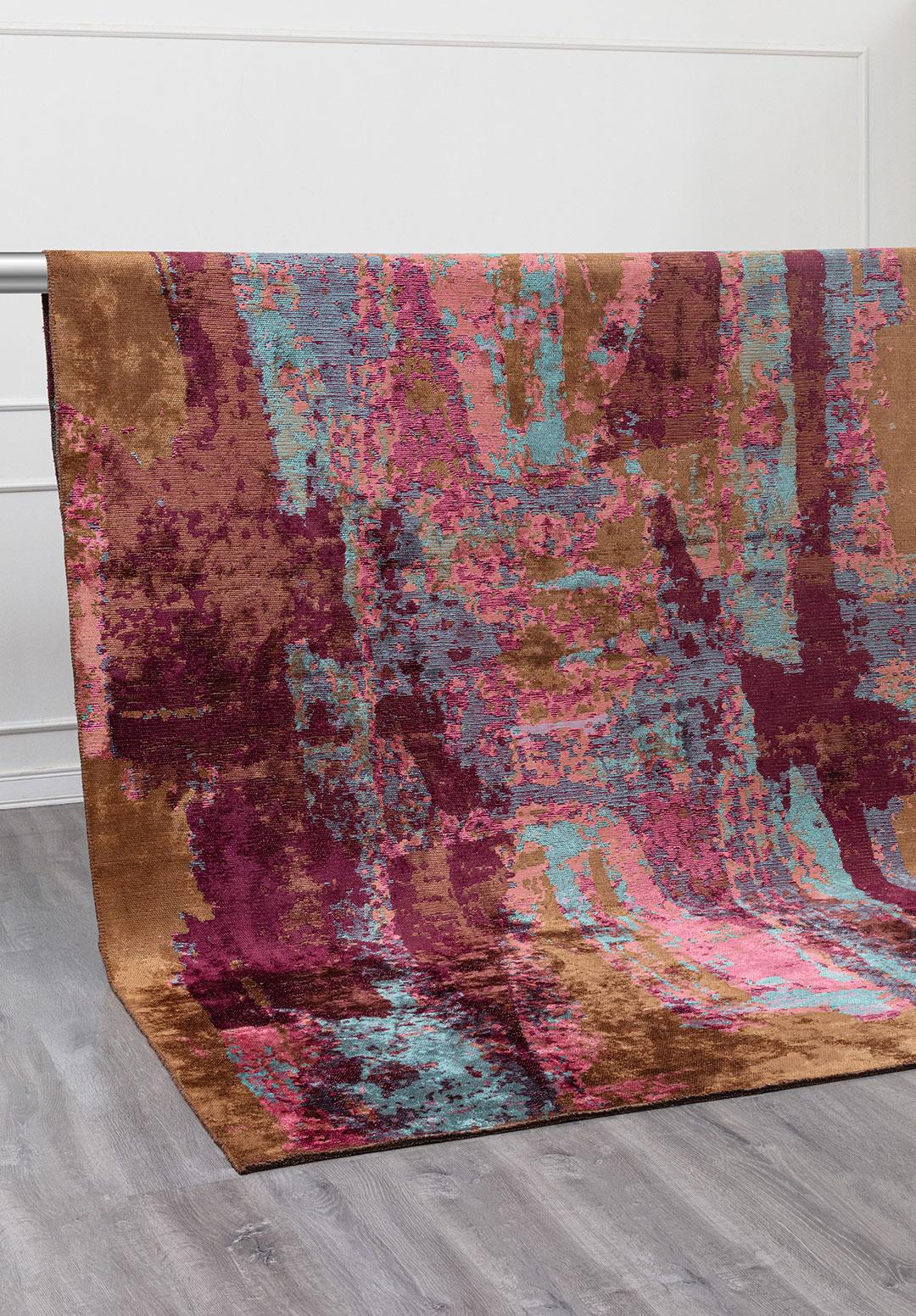 NICE TURQUOISE - DARK DAMSON - PINK - CACAO RUG