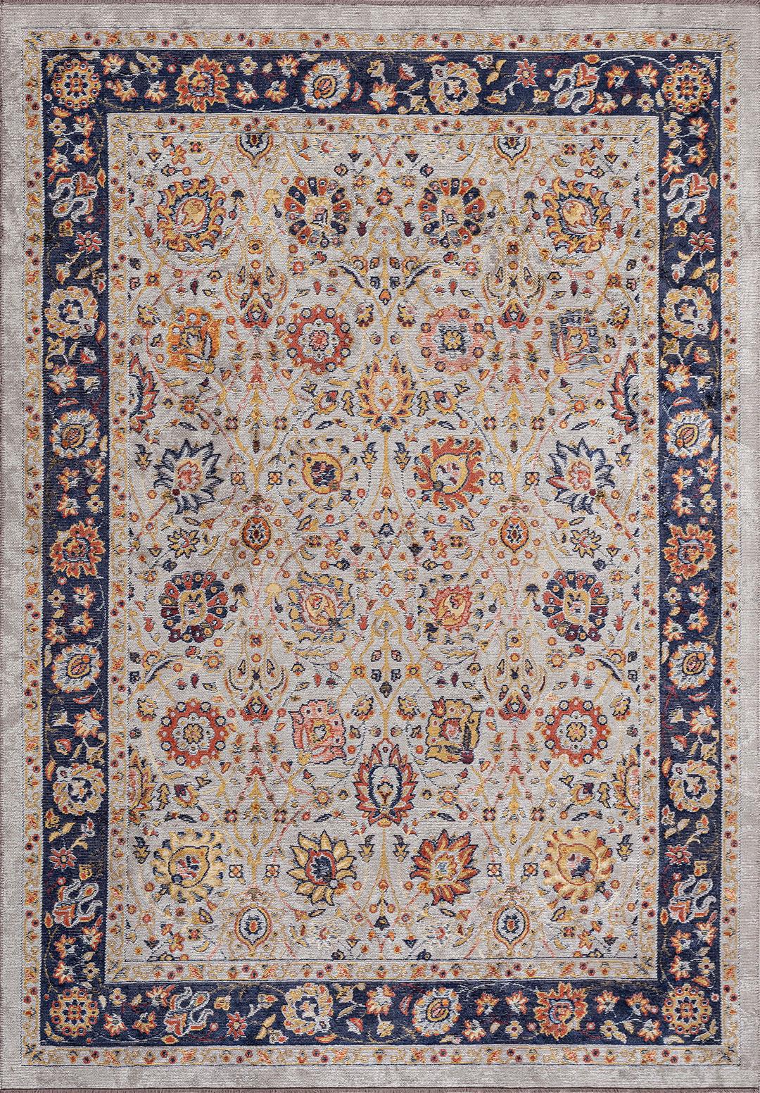 DAHLIA KEMİK - GOLD - KOYU KİREMİT - KOYU LACİVERT HALI