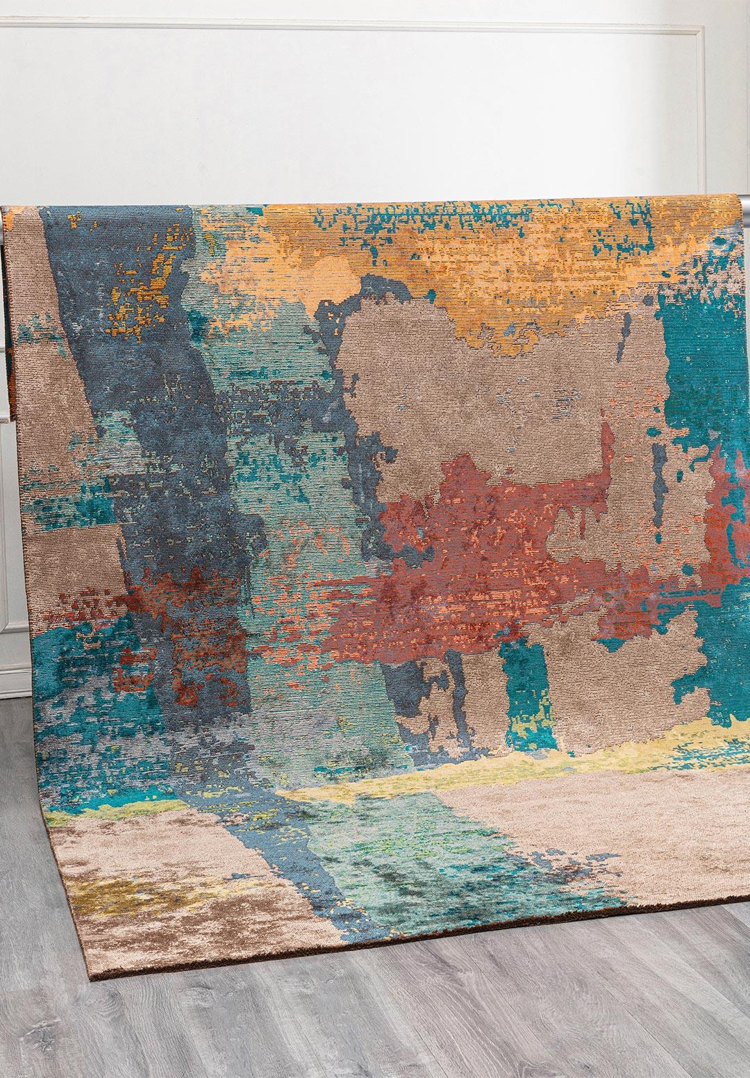LUSH PETROL - DARK TURQUOISE - KIWI - NOUGAT - RUST - ORANGE RUG