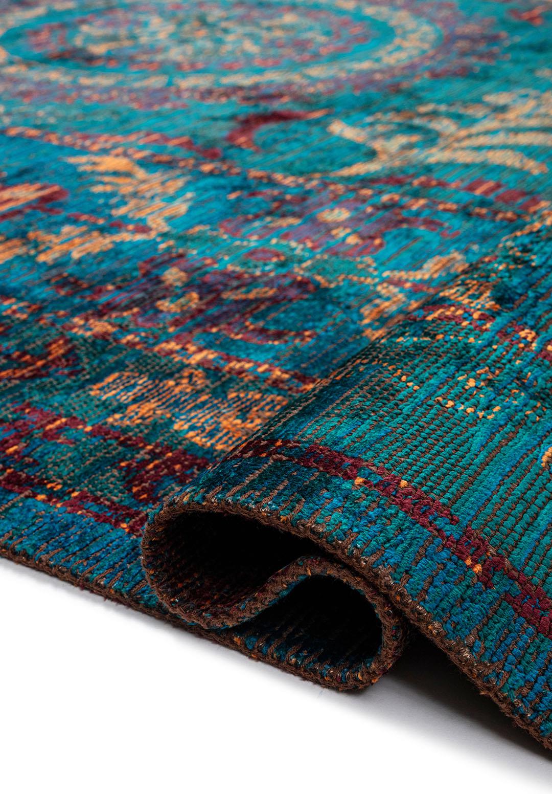 PALACE TURUNCU - VİŞNE ÇÜRÜĞÜ - KOYU TURKUAZ - CAM GÖBEĞİ HALI