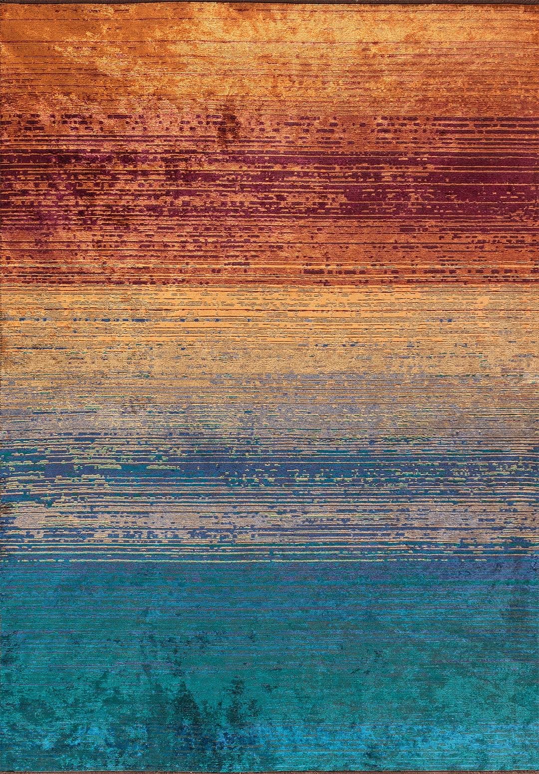 AURORA DARK TURQUOISE - NAVY BLUE - CHERRY - ORANGE - GOLD RUG