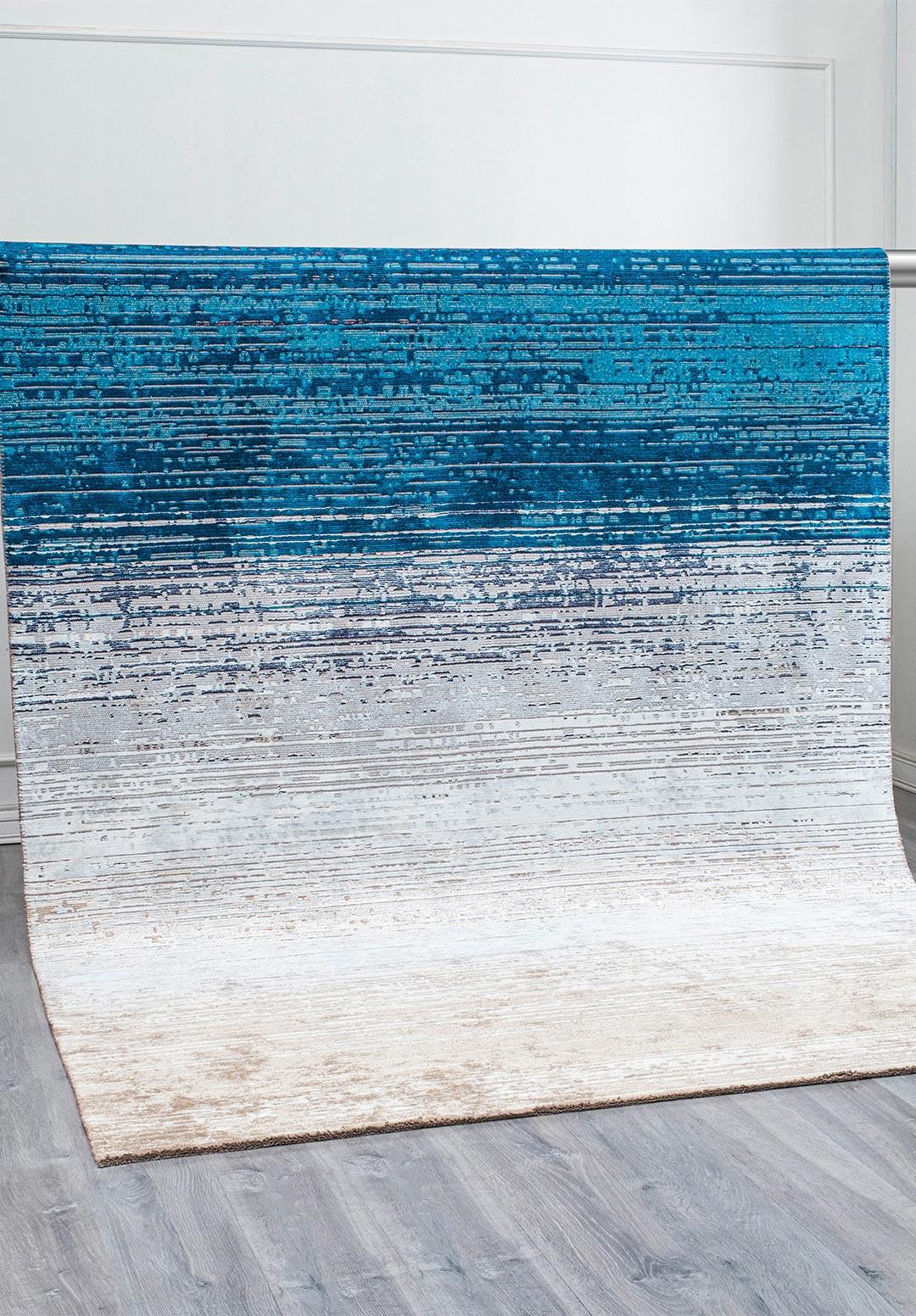 AURORA BEIGE - WHITE - CYAN - DARK NAVY - ICE BLUE RUG