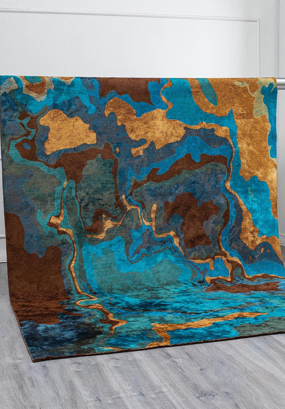 ISOLA KOYU KAHVE - CAM GÖBEĞİ - KOYU TURKUAZ - HARDAL HALI