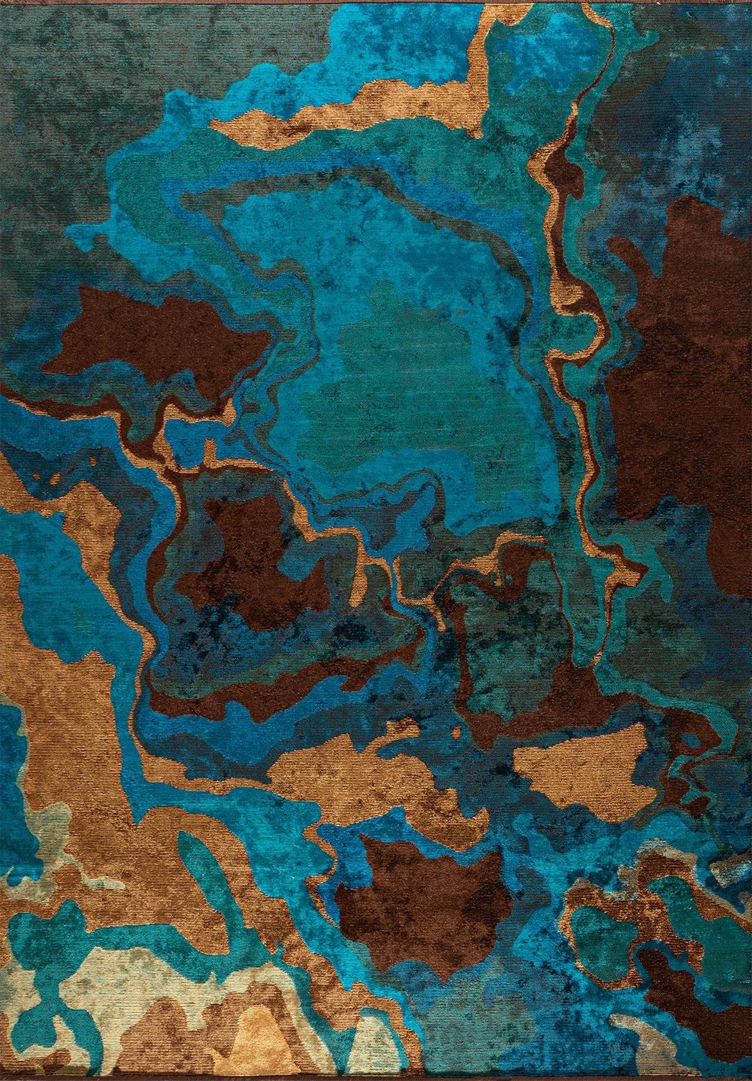 ISOLA KOYU KAHVE - CAM GÖBEĞİ - KOYU TURKUAZ - HARDAL HALI