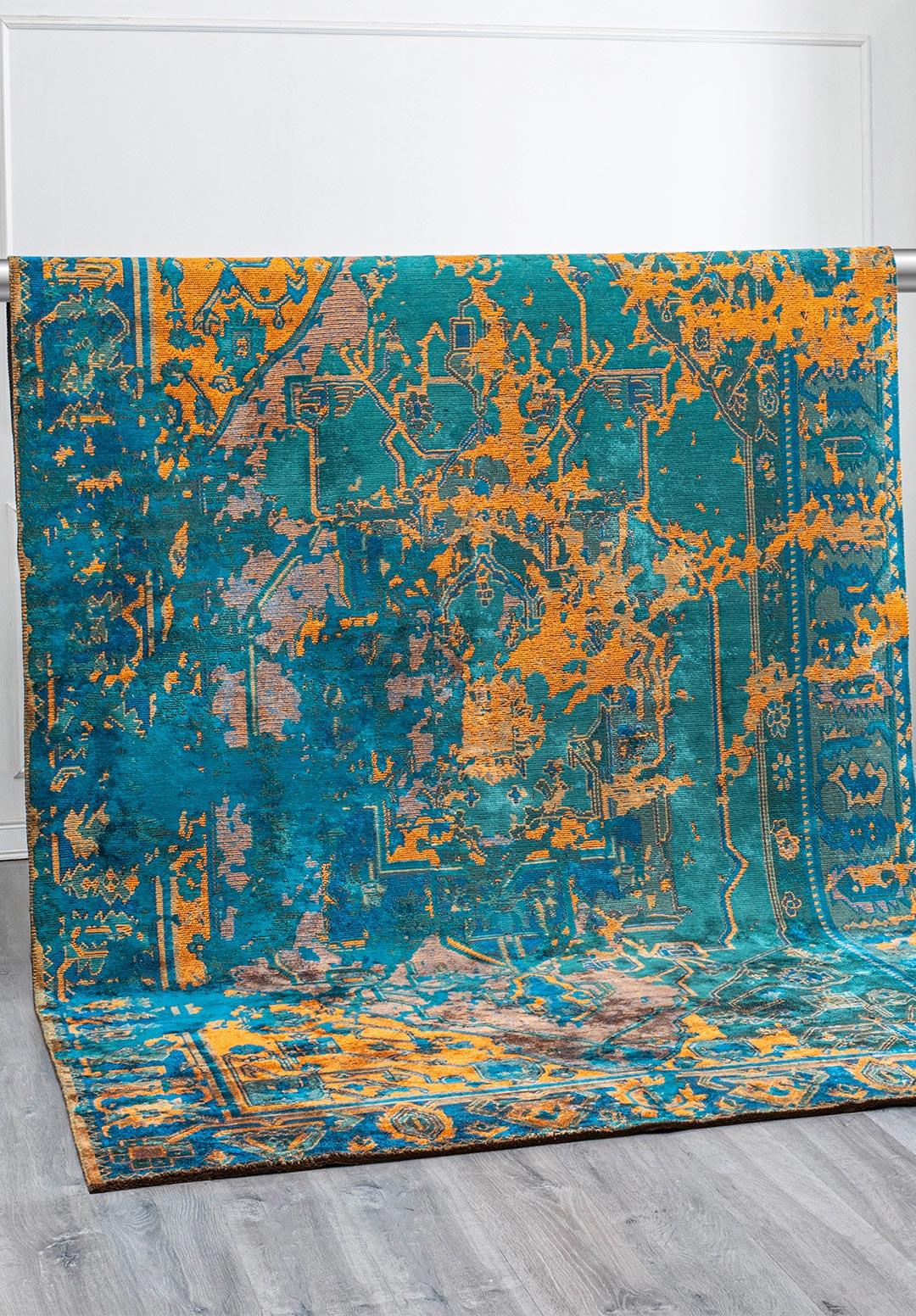 MONARCH ERA TURUNCU - KOYU YEŞİL - KOYU TURKUAZ - CAM GÖBEĞİ HALI