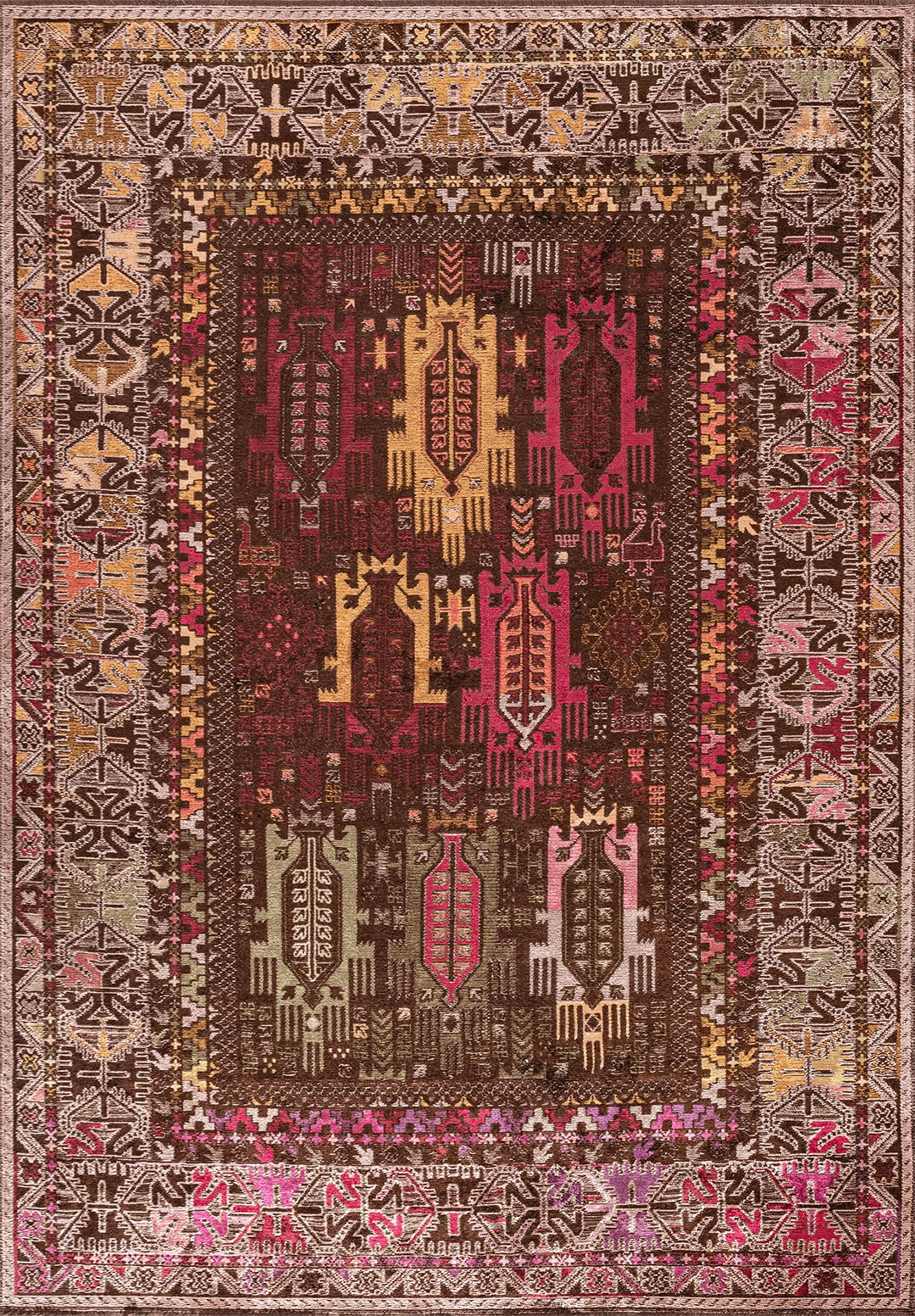 FOLK KOYU KAHVE - HARDAL - YEŞİL - BAKIR - MACENTA - MOR HALI
