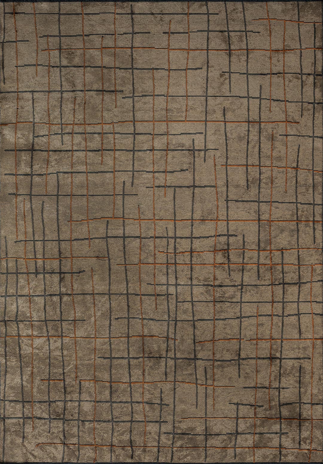 BROOKLYN TERRA - DARK BEIGE - ANTHRACITE RUG - 1