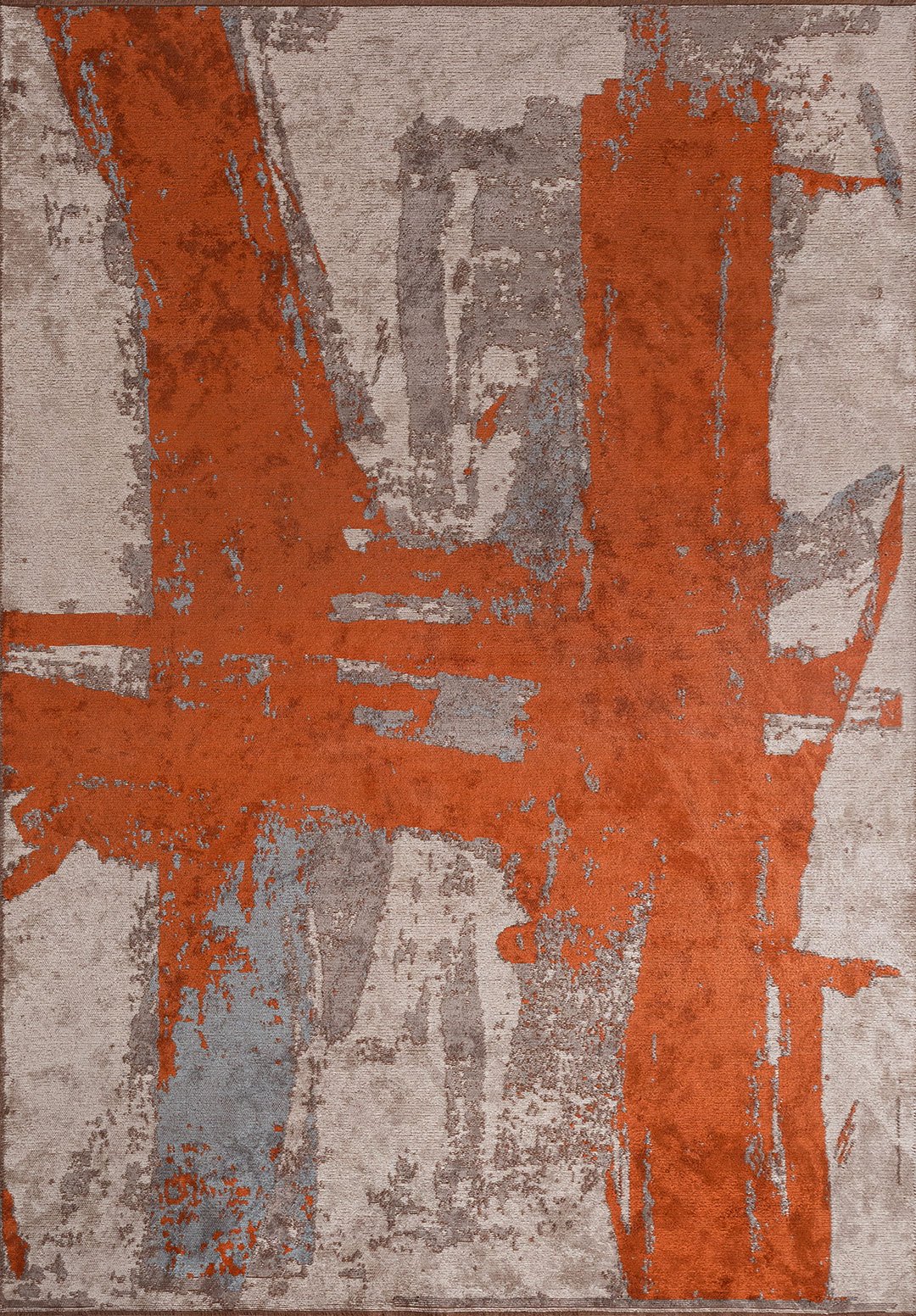 CANNES RUST - BLUE - DARK GREY - BONE RUG - 1