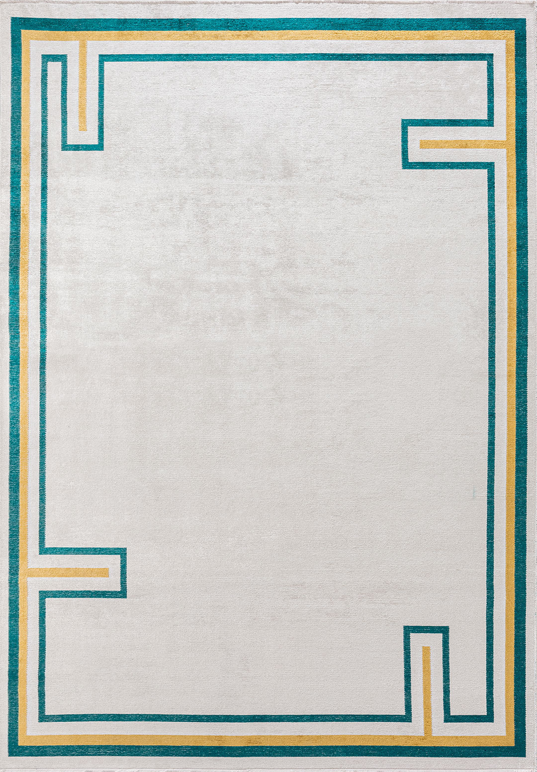 DRESDEN DARK TURQUOISE - GOLD - ECRU RUG - 1