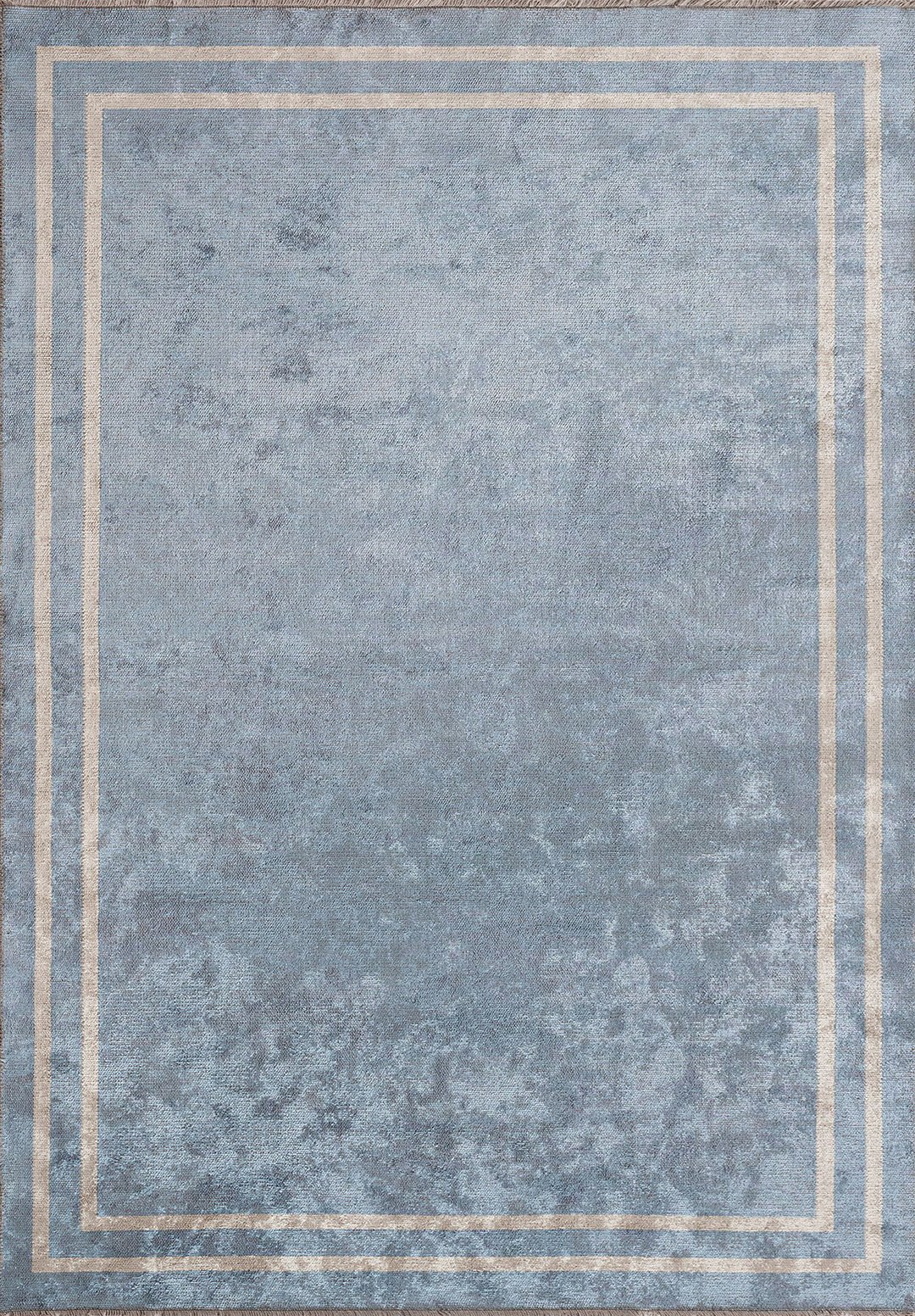 PARALLEL BORDER BLUE - BEIGE RUG - 1