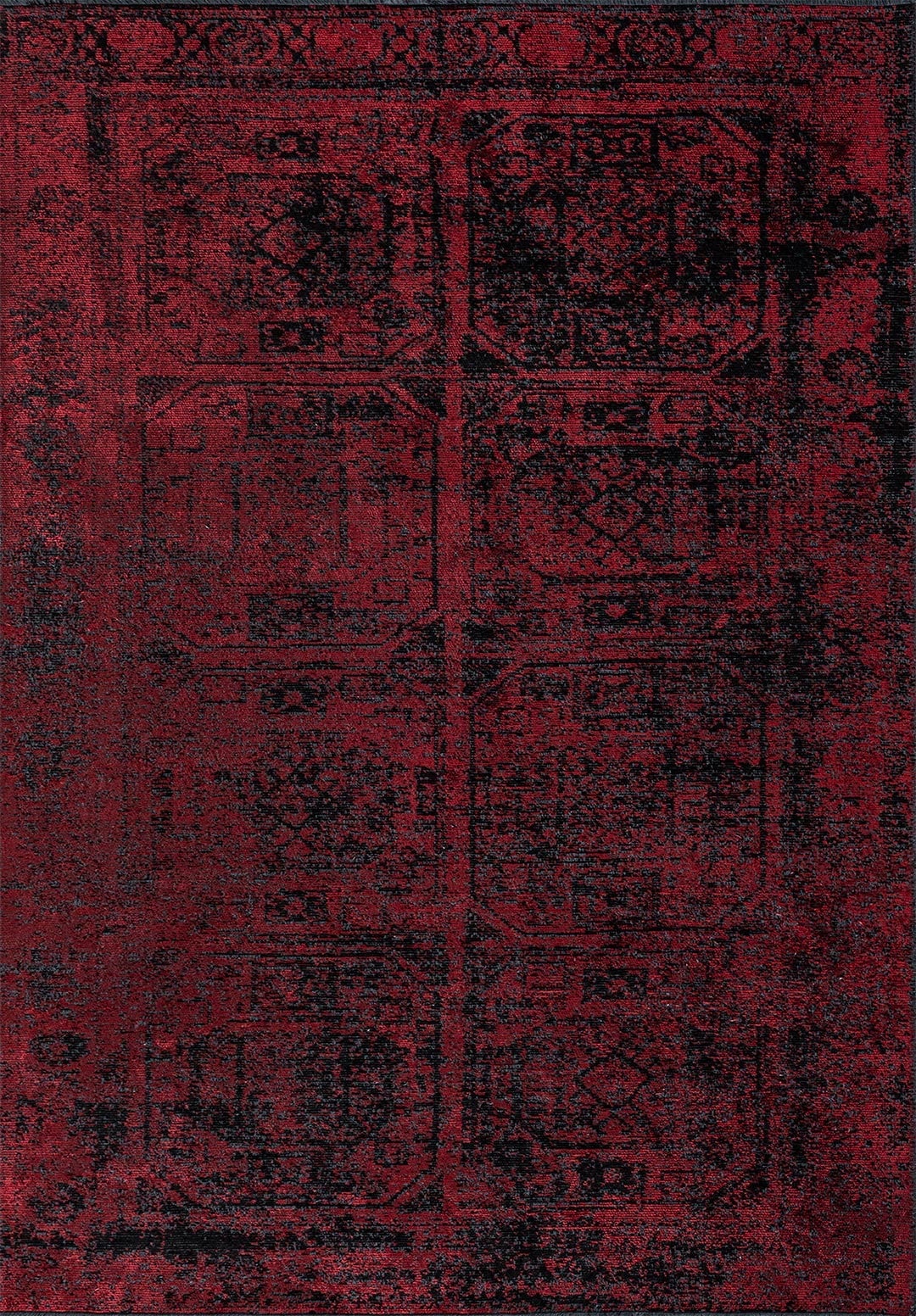 TILE BLACK - RED RUG