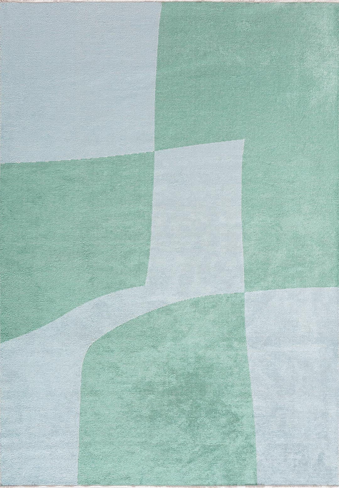SKEW RIVER GREEN - ICE BLUE RUG