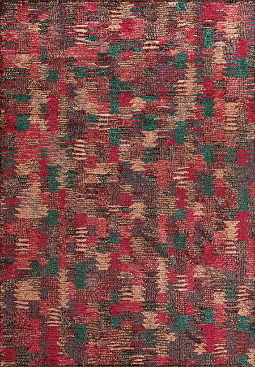 CLAN LIGHT CORAL - FUSCHIA - DARK GREEN RUG - 1