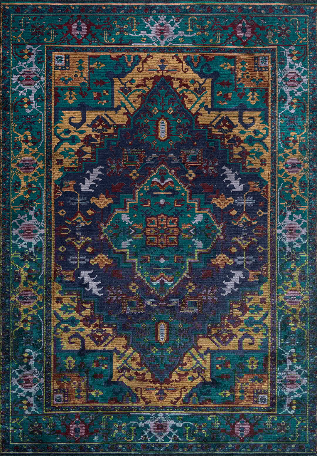 CITADEL DARK TURQUOISE - DARK NAVY - CHERRY - MUSTARD - LILAC RUG - 1