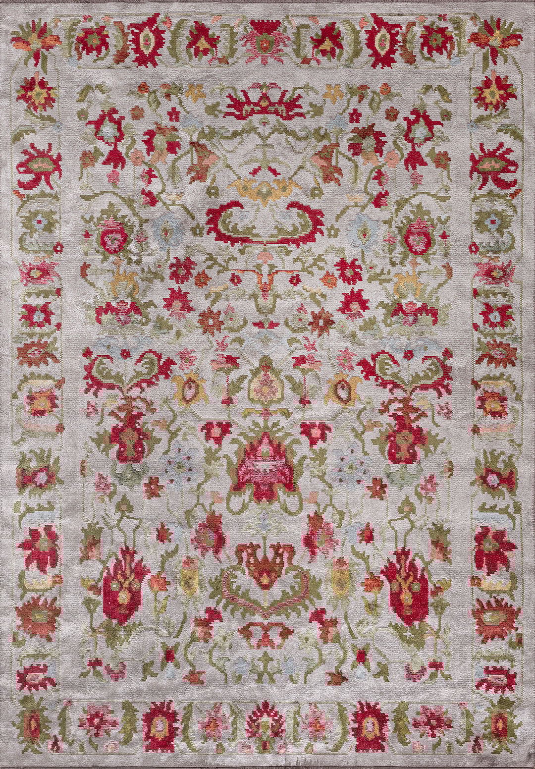 MAJESTY LIGHT CORAL - GREEN - MAGENTA - BONE - GOLD - ICE BLUE RUG - 1