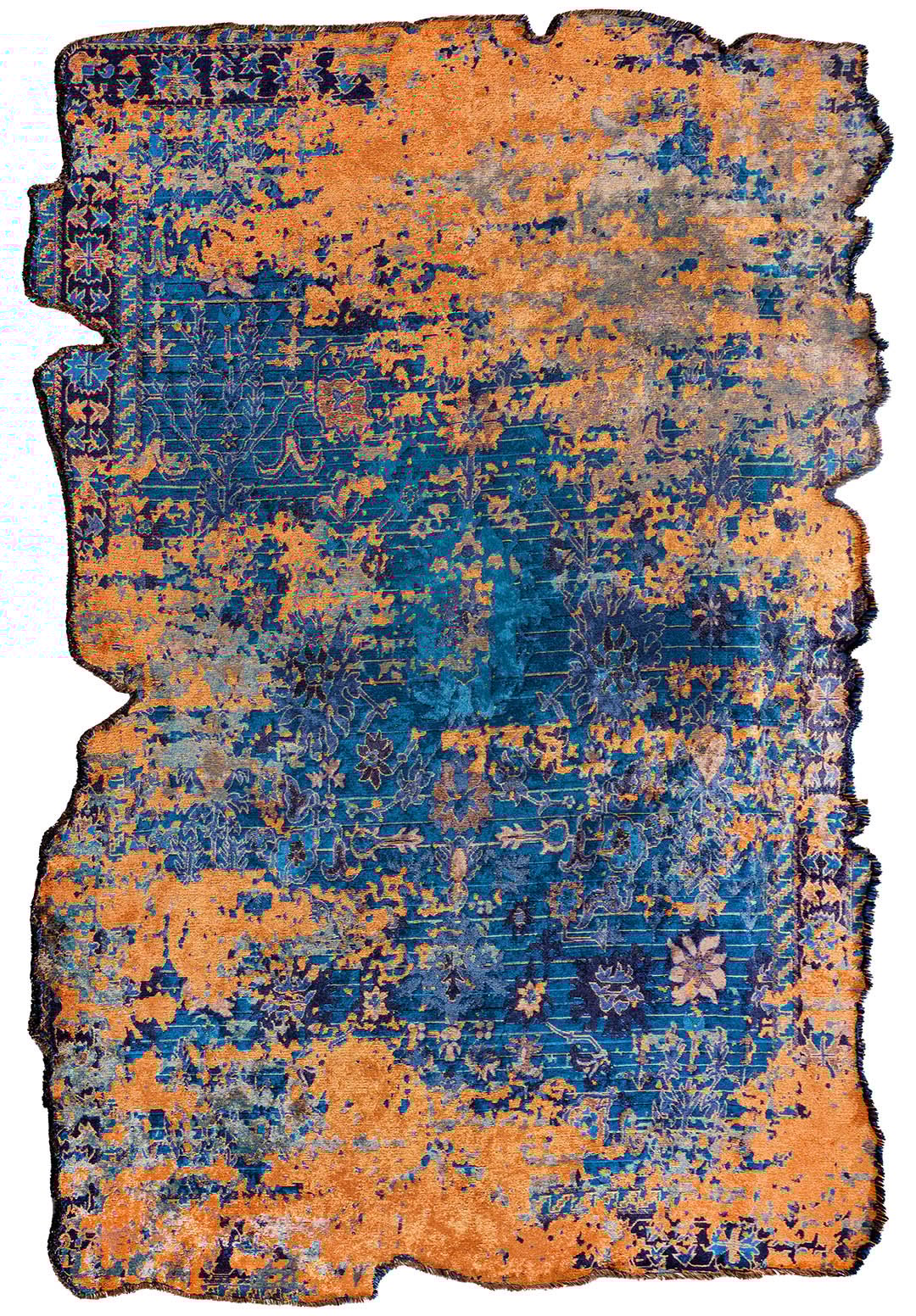 SPLENDOR ERA ORANGE - CYAN - DARK NAVY - NAVY BLUE RUG - 1