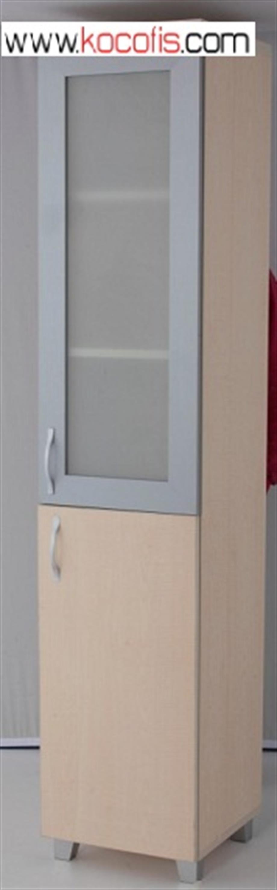 190lık Yarım Tek Cam Ahşap Kapaklı Dolap