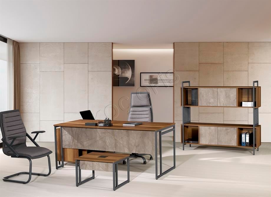 BELİZ MODERN YÖNETİCİ MASA TAKIMI DOLAP DAHİL 200 CM