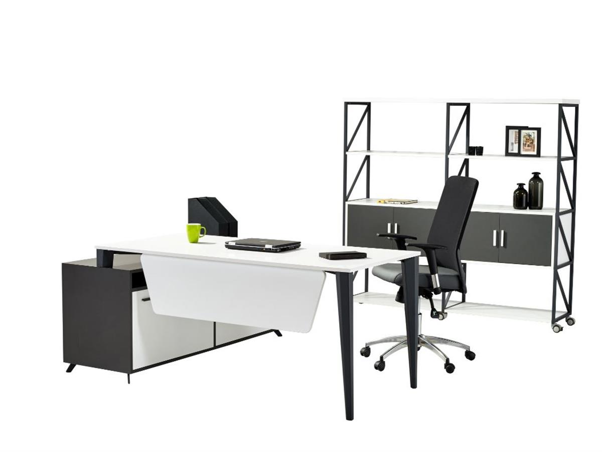 CROSS ETAJERLİ MODERN PERSONEL MASA TAKIMI DOLAP DAHİL 180CM