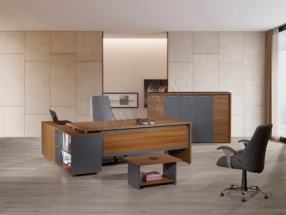 İNCİ MODERN YÖNETİCİ MASA TAKIMI DOLAP DAHİL 220 CM