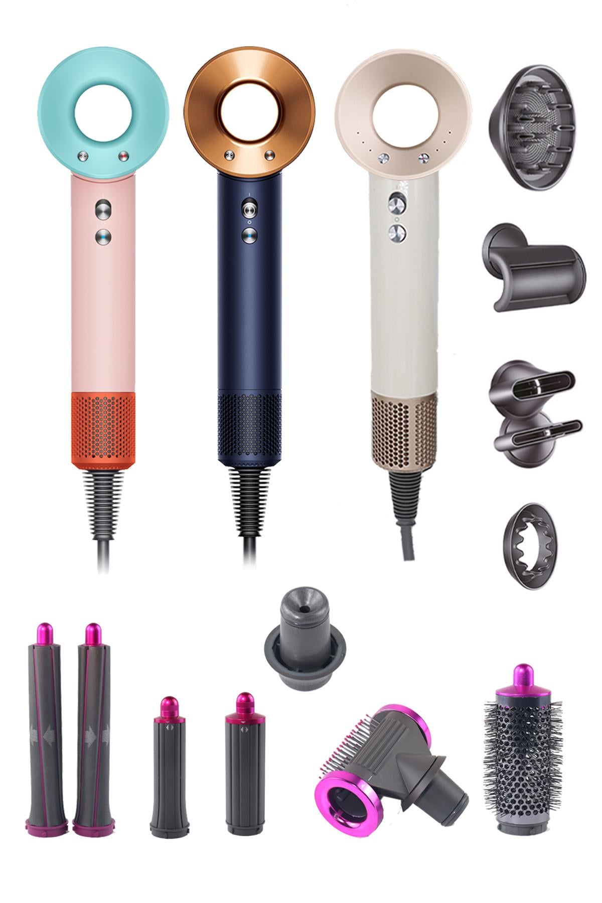 ARZTECH BLDC Güçlü saç kurutma makinesi 12 aparatlı full set  GÖKKUŞAĞI krem