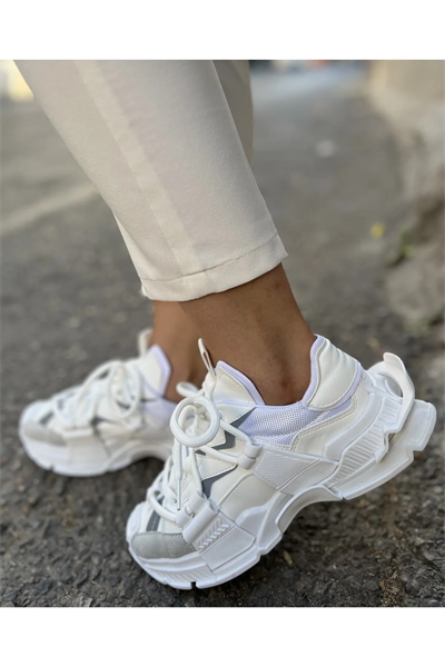 Lopez Beyaz Bağcıklı Kadın Sneaker Ayakkabı