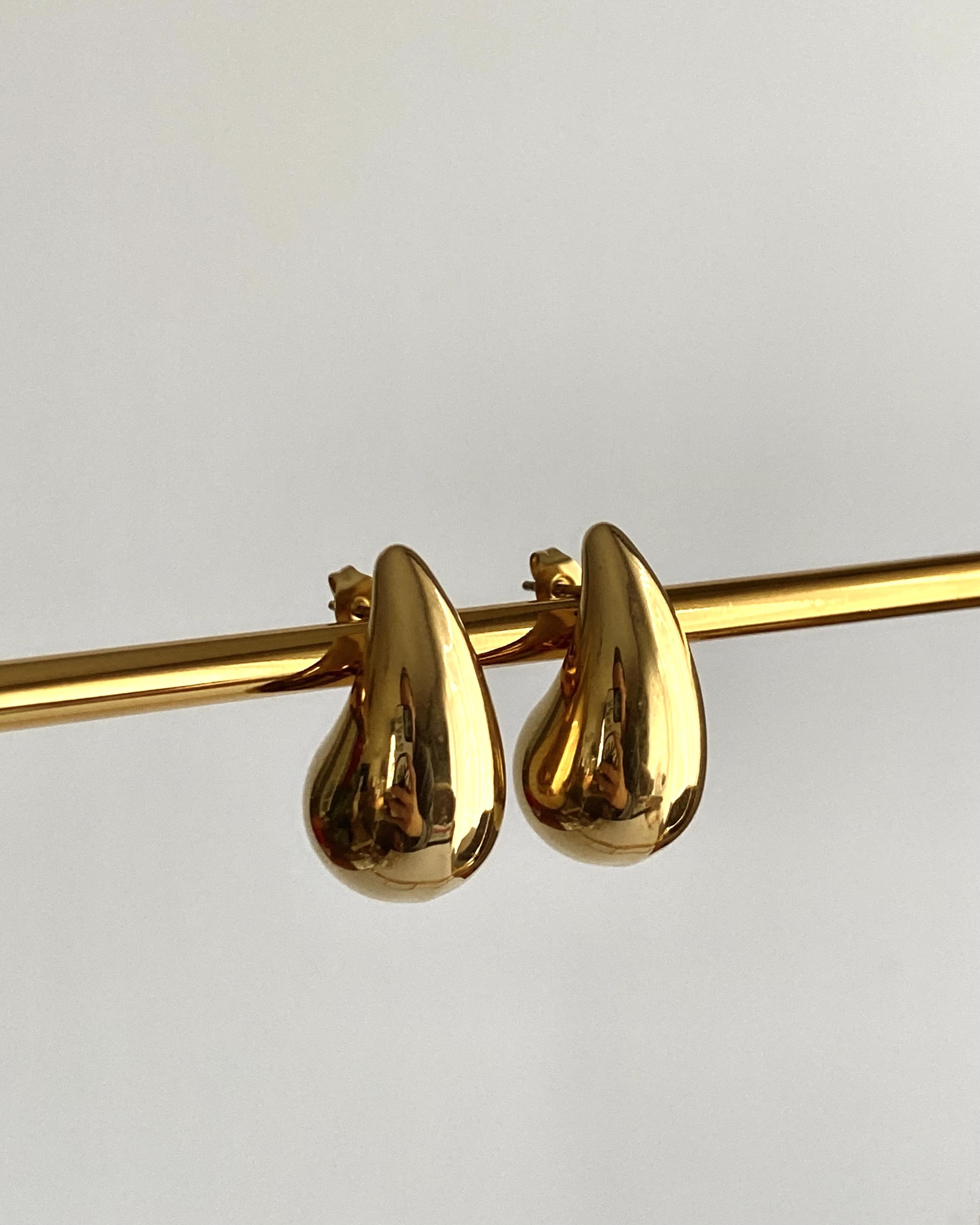 2.5cm Mini Boy Damla Çelik Küpe - Gold