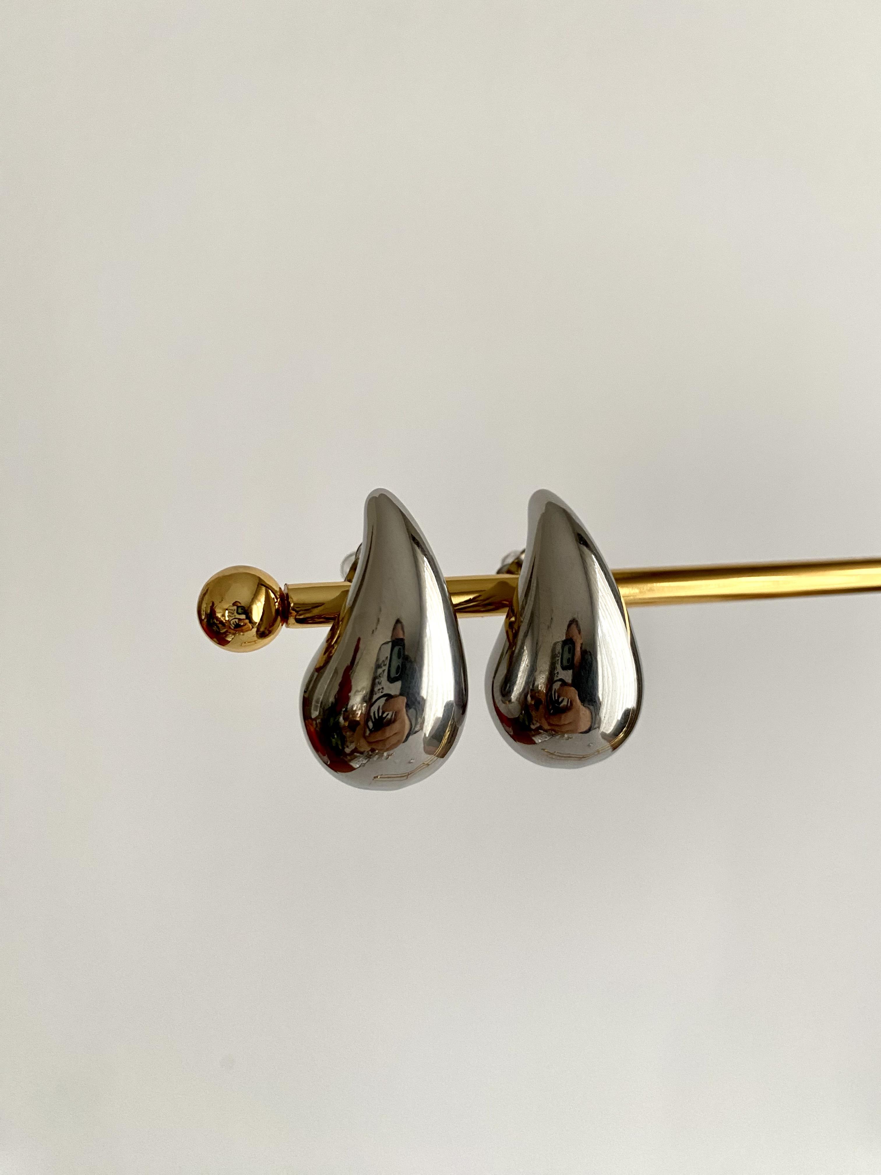 2.5cm Mini Boy Damla Çelik Küpe - Silver