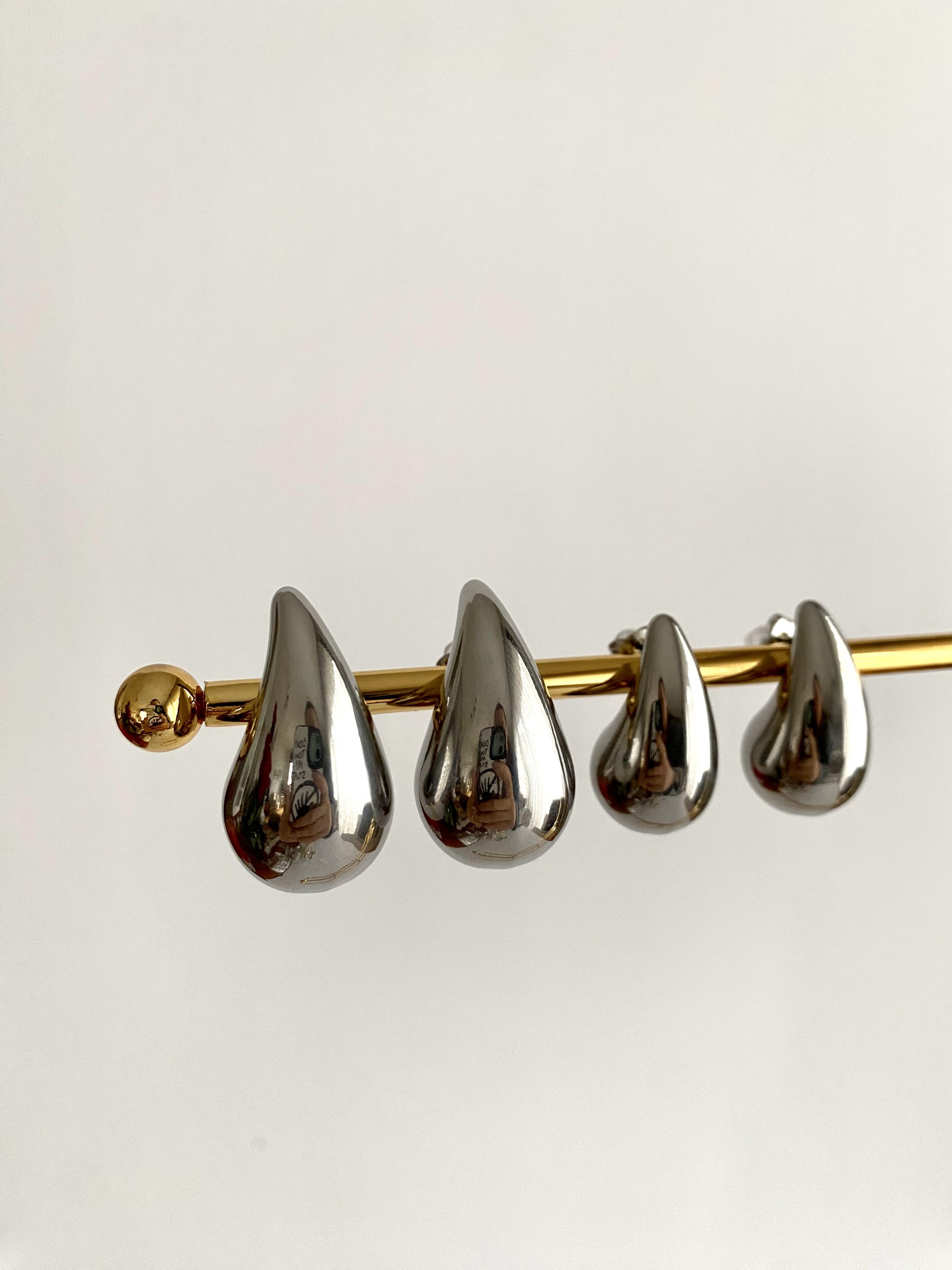 3cm Orijinal Boy Damla Çelik Küpe - Silver