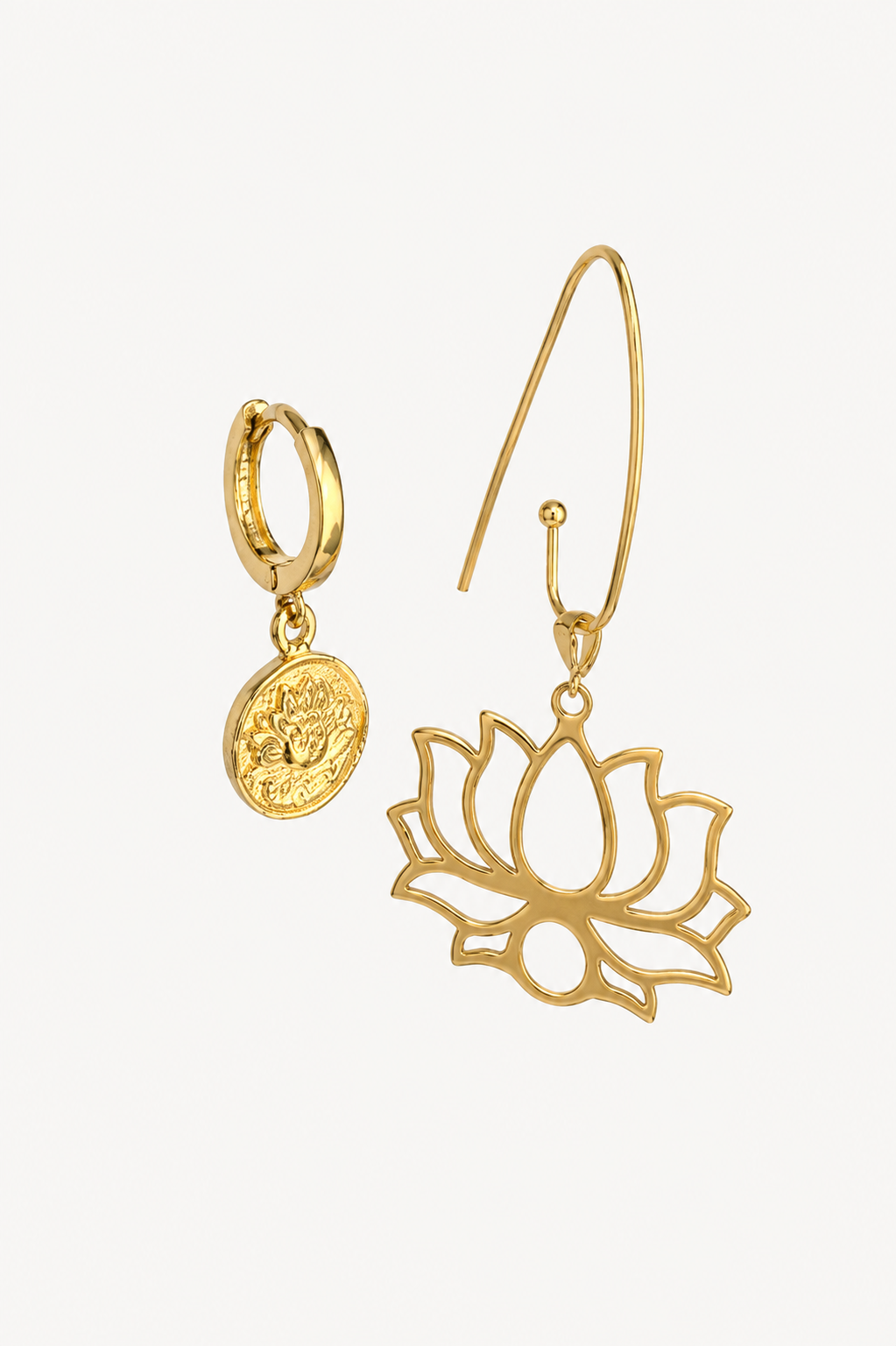 925 Ayar Gümüş Ada Lotus Küpe Kombini- Orijinal Boy