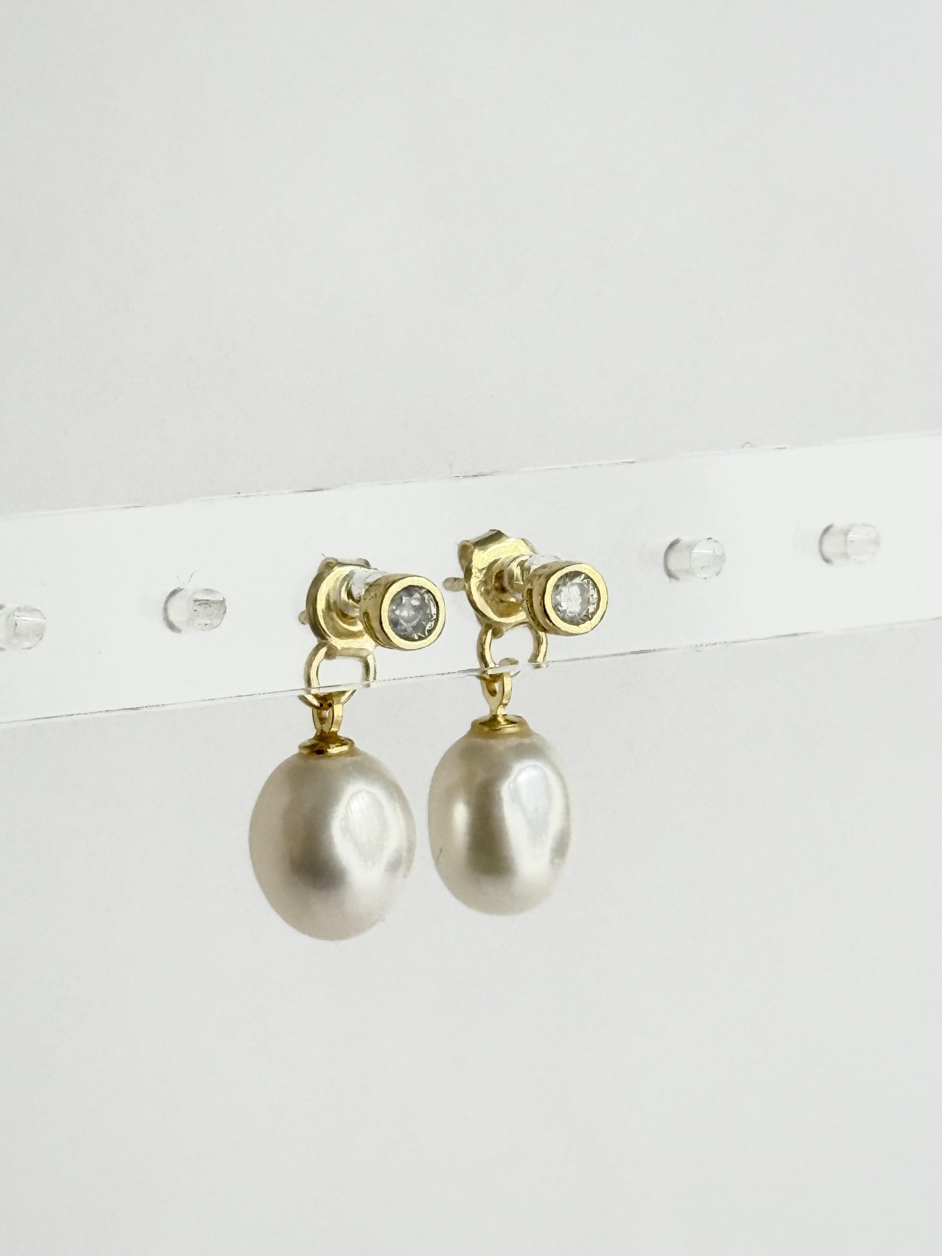 925 Ayar Gümüş Belle Sallantılı İnci Küpe-Gold