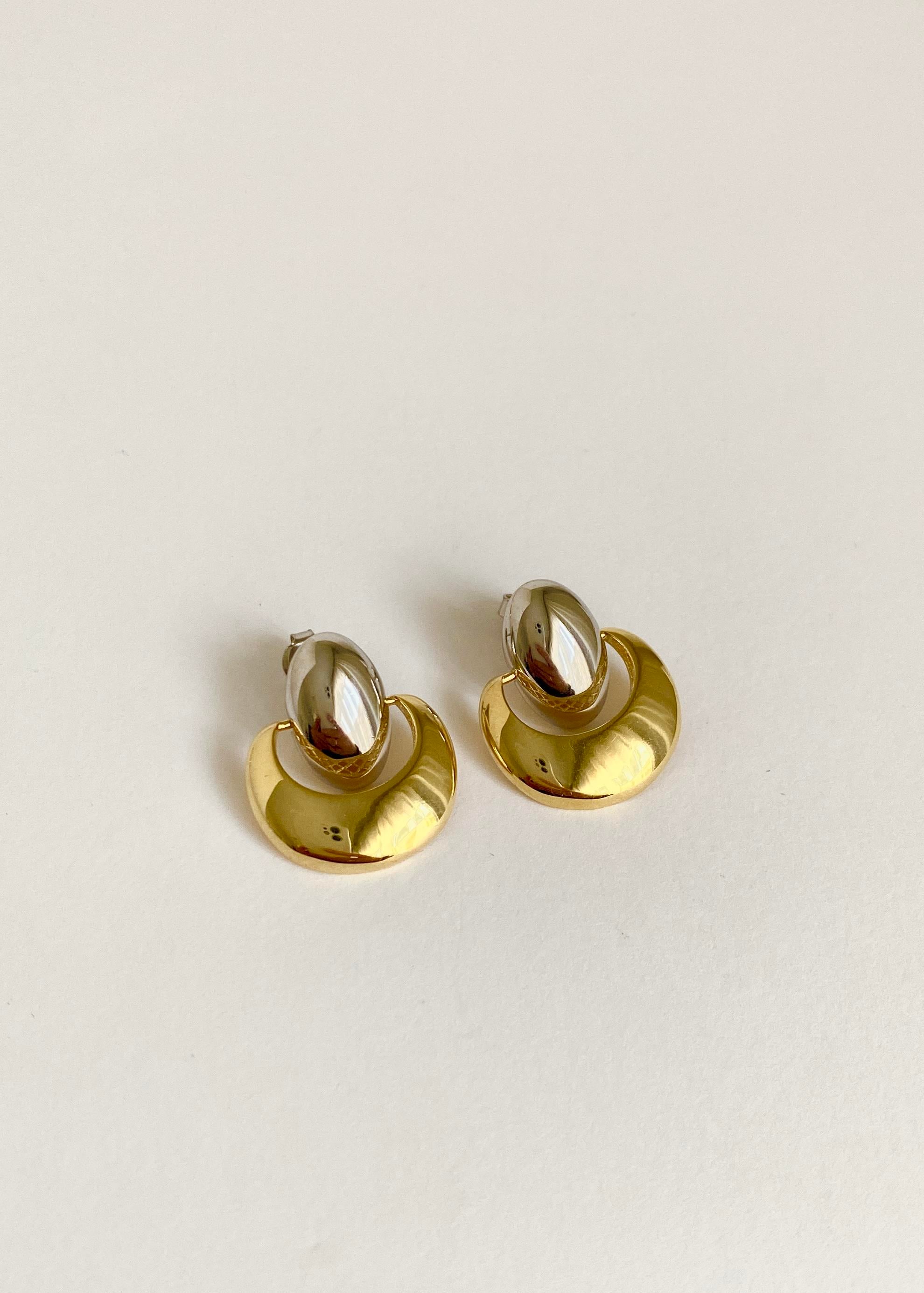 925 Ayar Gümüş Çift Renkli Küpe